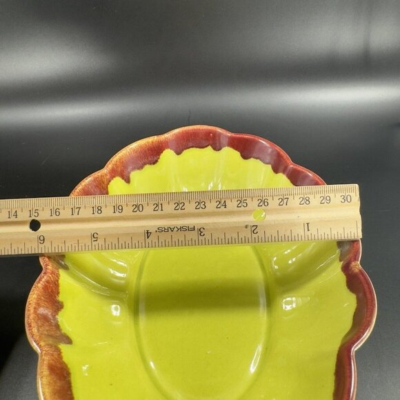 Vintage Allens of California Drip Glaze Green Sunrise Pottery Dish Bowl Planter - Picture 11 of 16